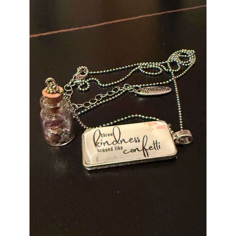 Plunder Inspirational Necklace Throw Kindness Around Like Confetti Bottle Charm